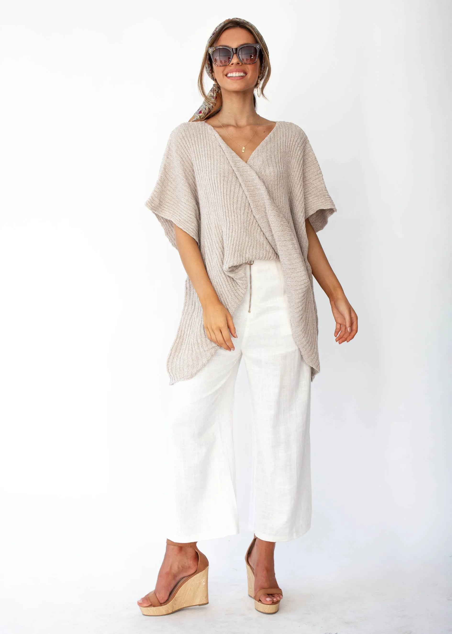 Maia Twist Knit Sweater - Beige