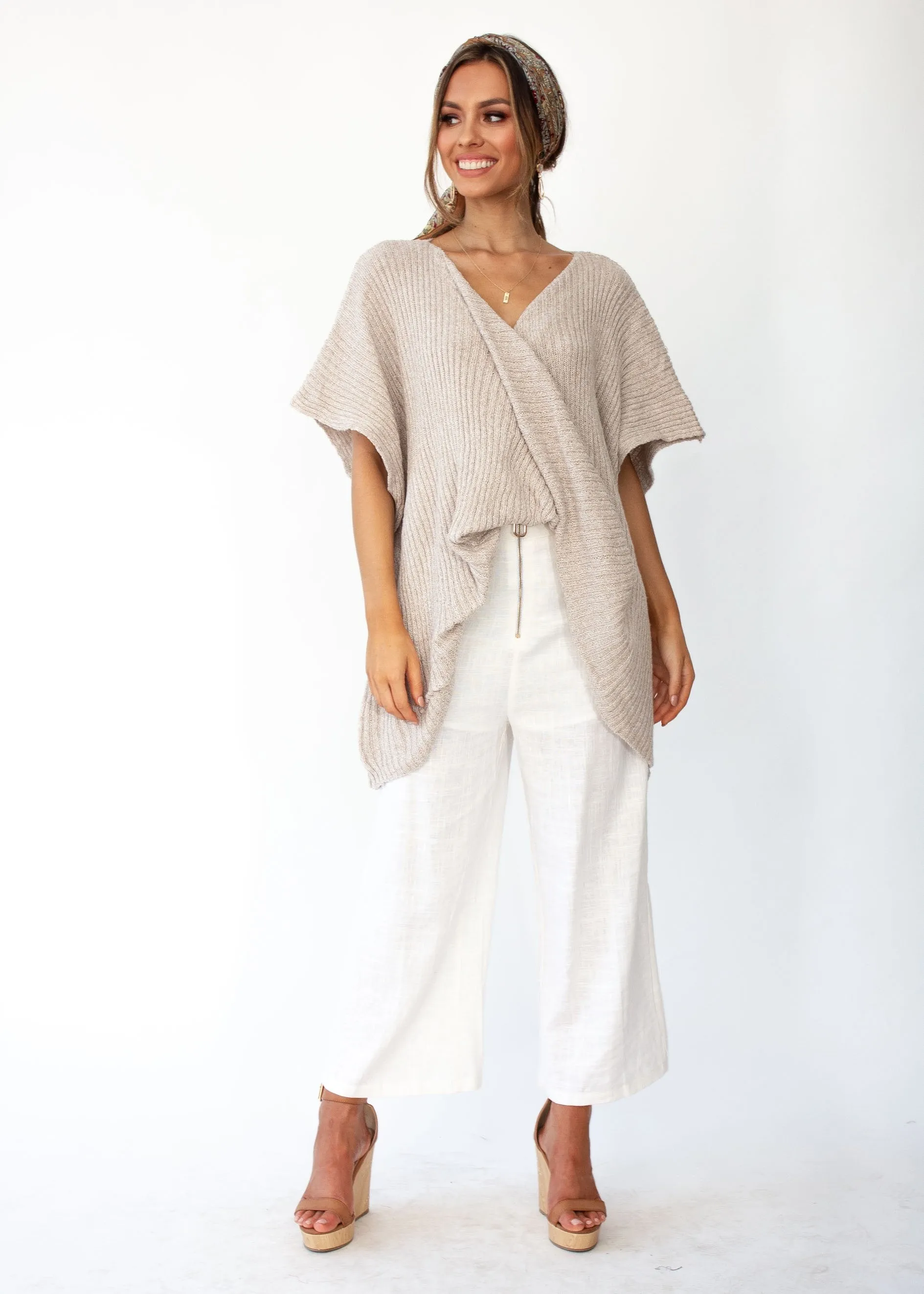 Maia Twist Knit Sweater - Beige