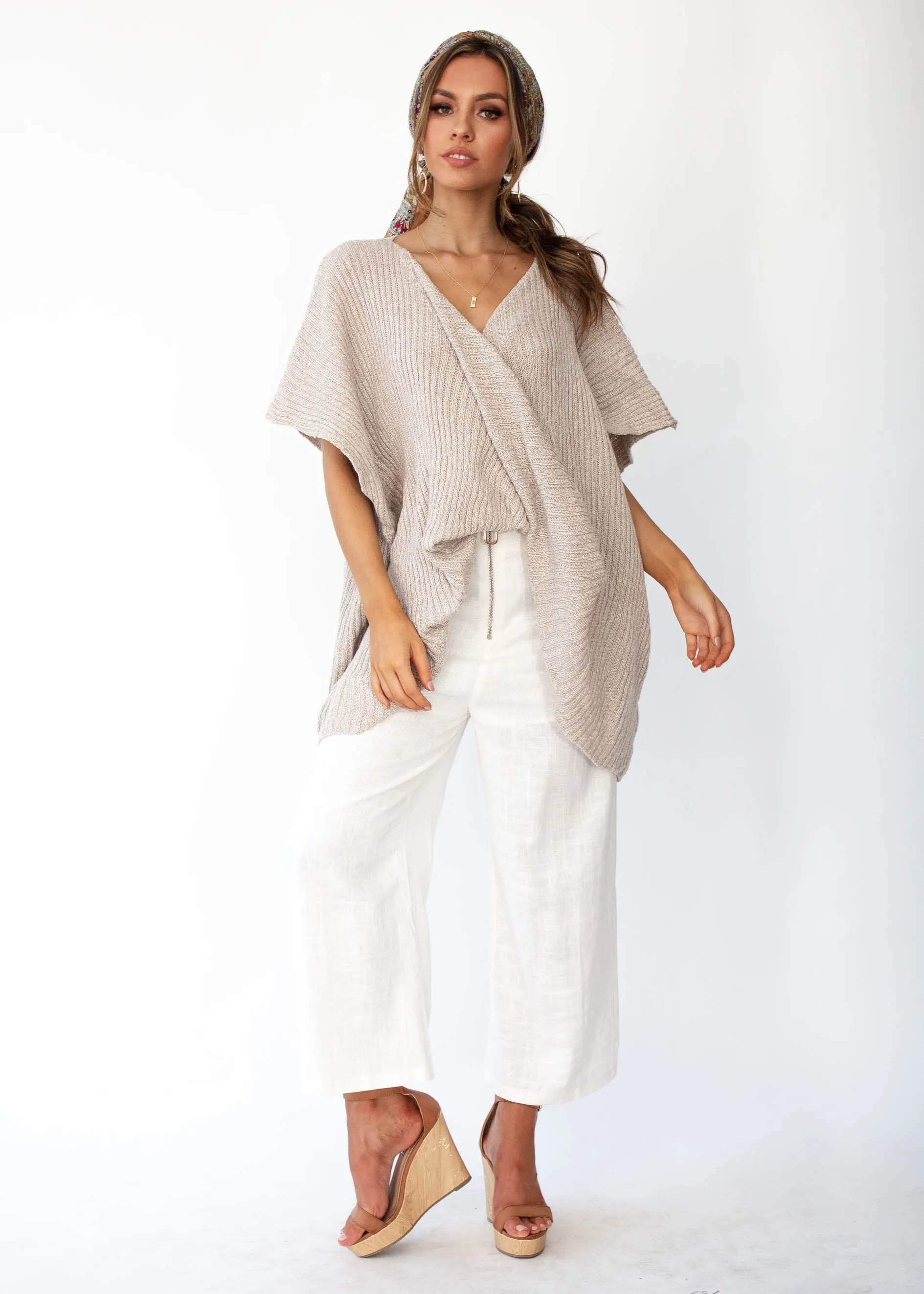 Maia Twist Knit Sweater - Beige