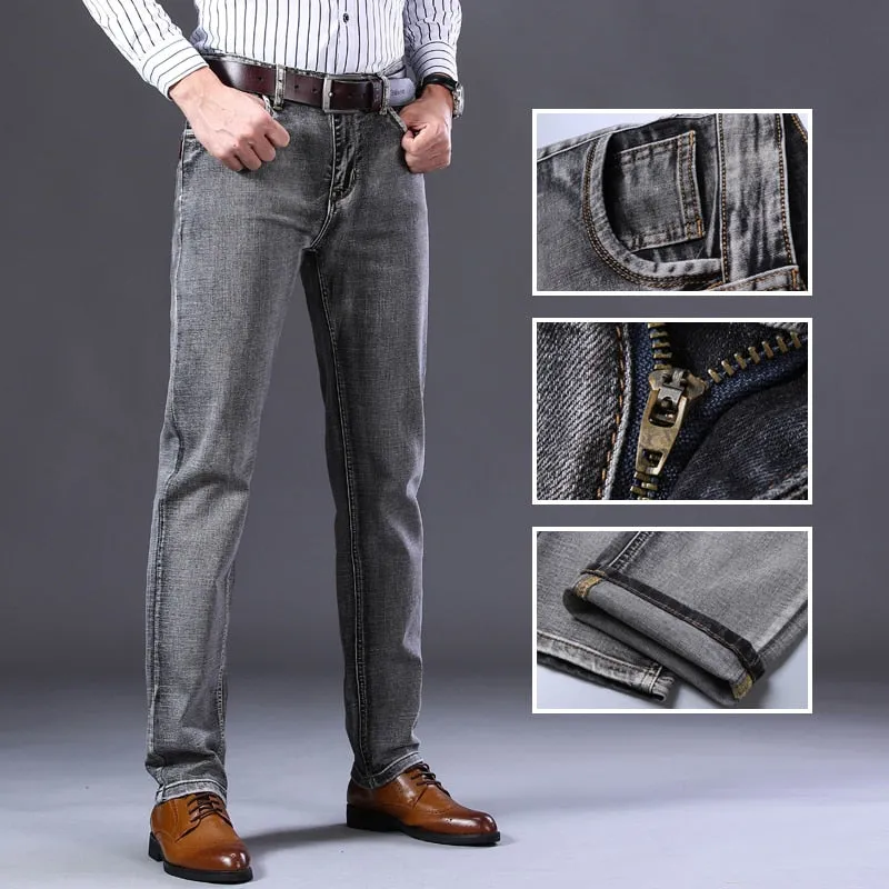 Men's Autumn Business Casual Classic Stretch Denim Straight-Leg Pants