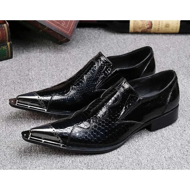 Men's British Style Genuine Leather Height Increased Oxford Wedding Shoes