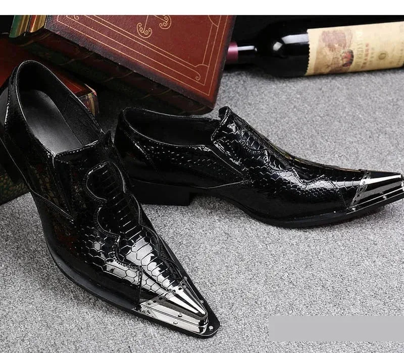 Men's British Style Genuine Leather Height Increased Oxford Wedding Shoes