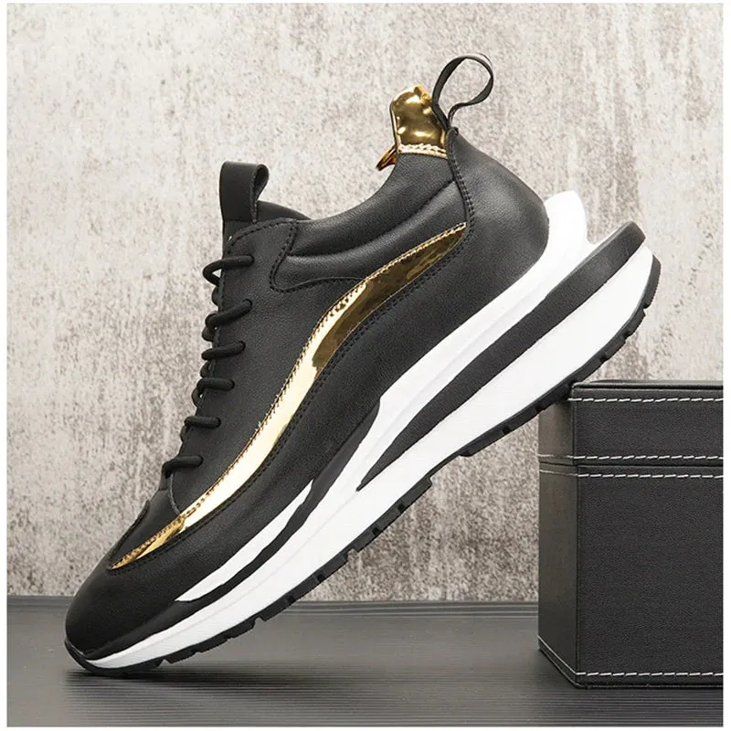 Men's Geometric Pattern Thick Bottom Lace Up Flats Walking Sneakers Shoes