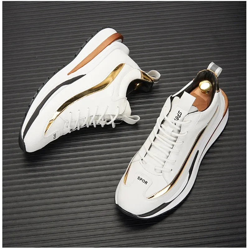 Men's Geometric Pattern Thick Bottom Lace Up Flats Walking Sneakers Shoes