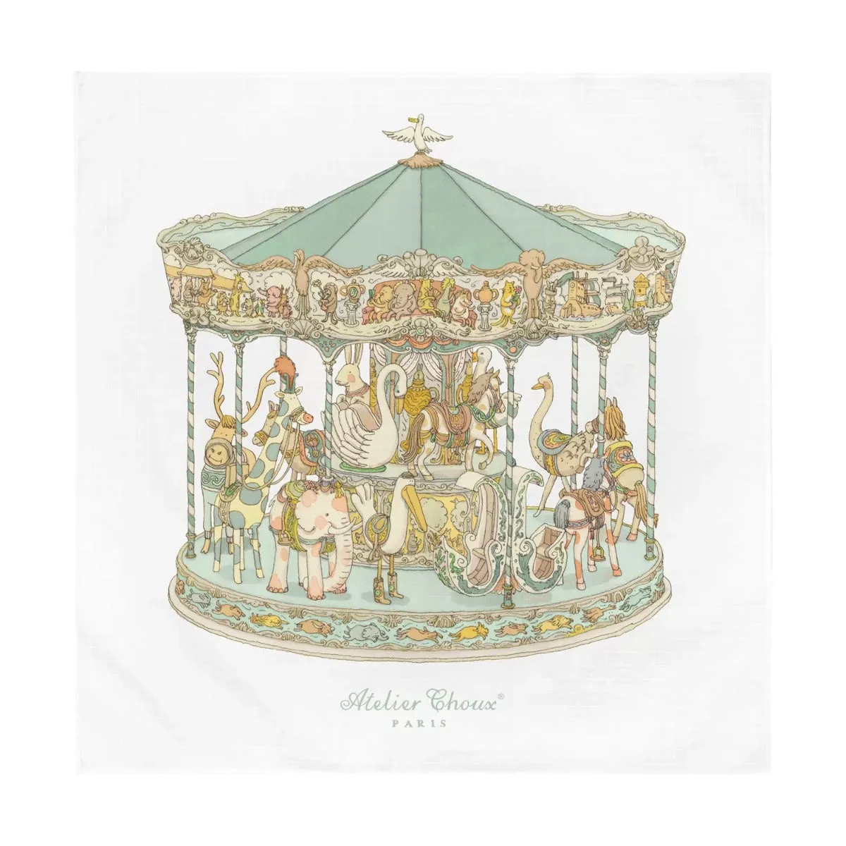 Mussola Atelier Choux Carousel Green Cotone