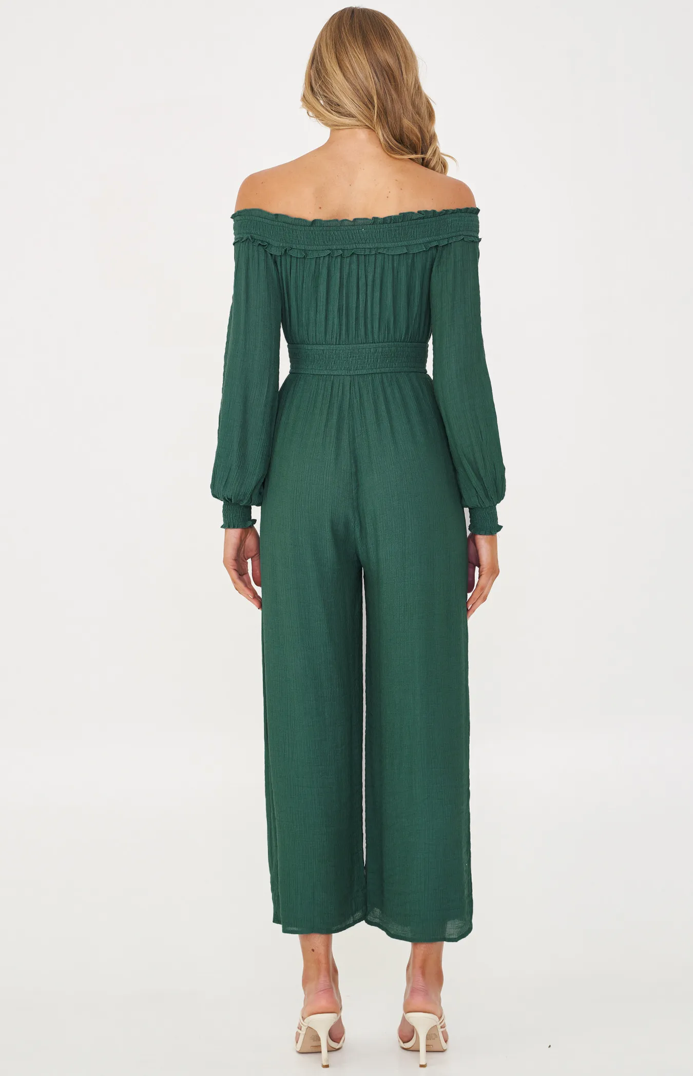 Off the Shoulder Jumpsuit with Shirred Waist (SJP526A)