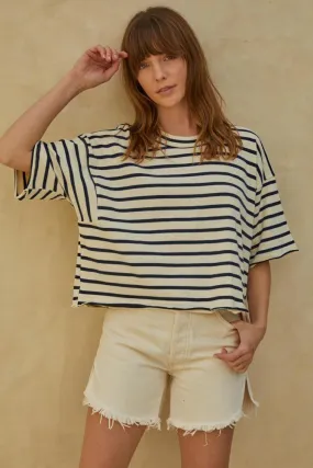 Olive and Bette's - Retro Stripe Top - Dark Navy