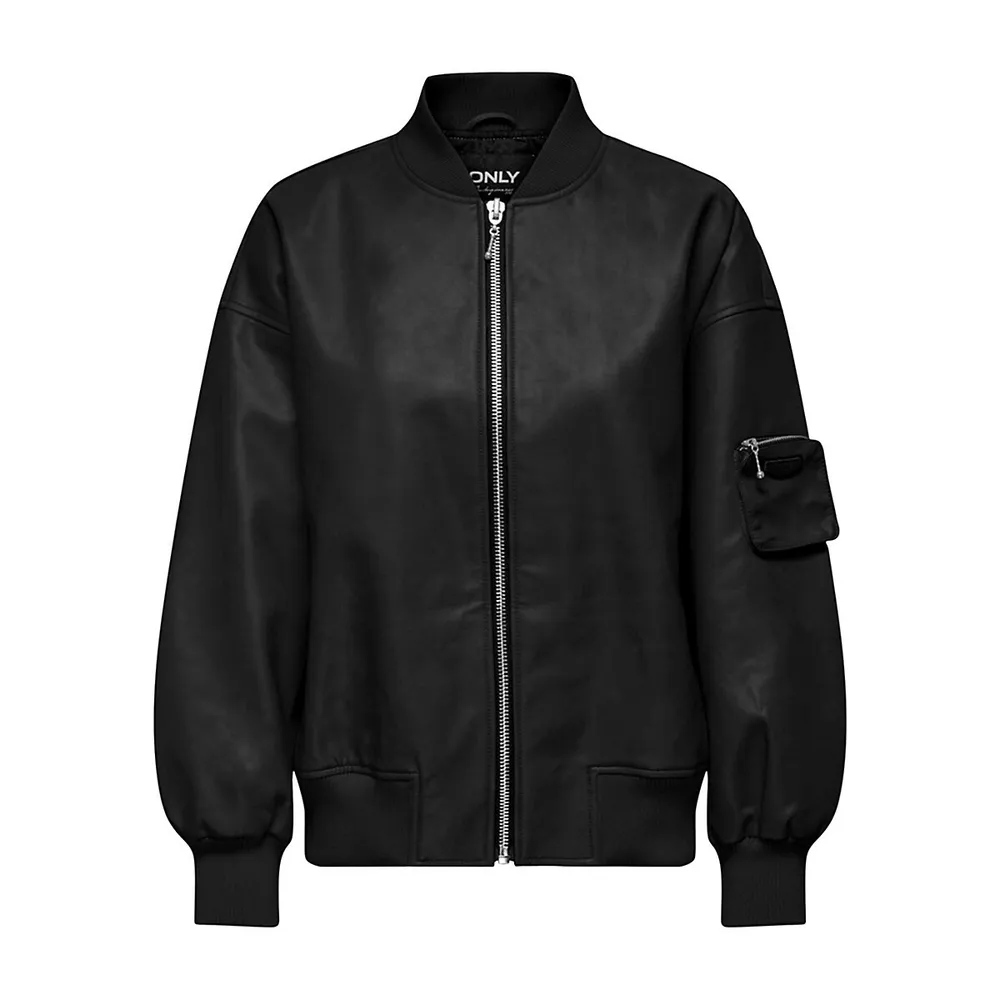 ONLY Claire Faux Leather Bomber Jacket