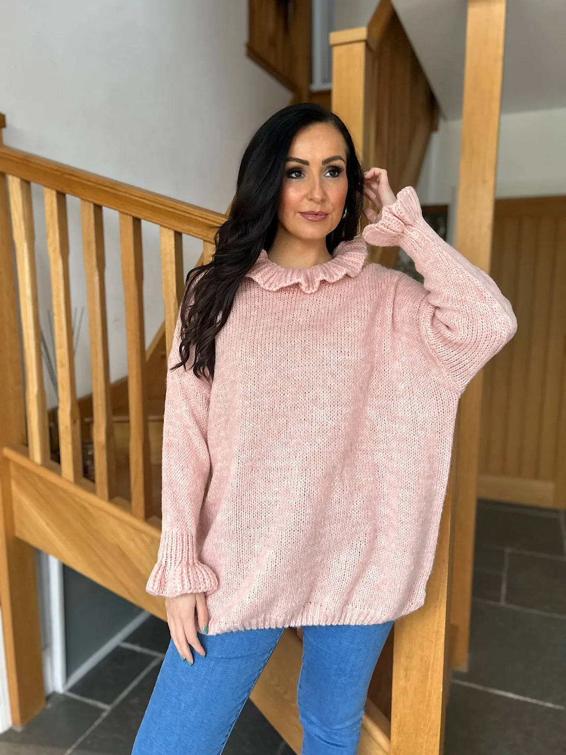 Pink Flute Neck Jumper Fiona