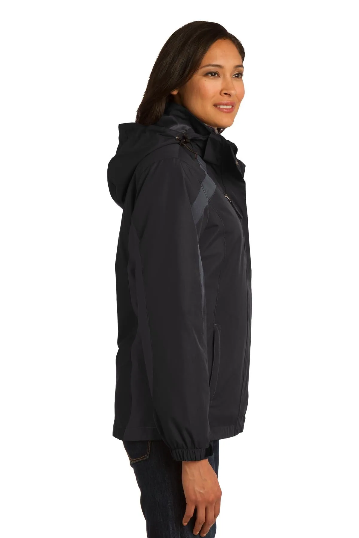 Port Authority Ladies Colorblock 3-in-1 Jacket L321 Black/ Black/ Magnet Grey