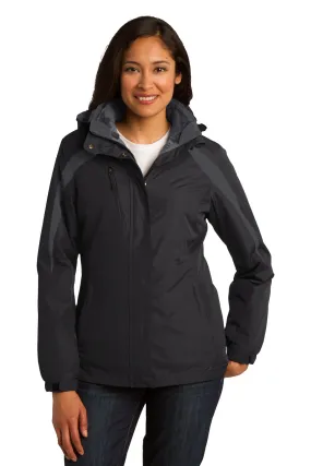 Port Authority Ladies Colorblock 3-in-1 Jacket L321 Black/ Black/ Magnet Grey