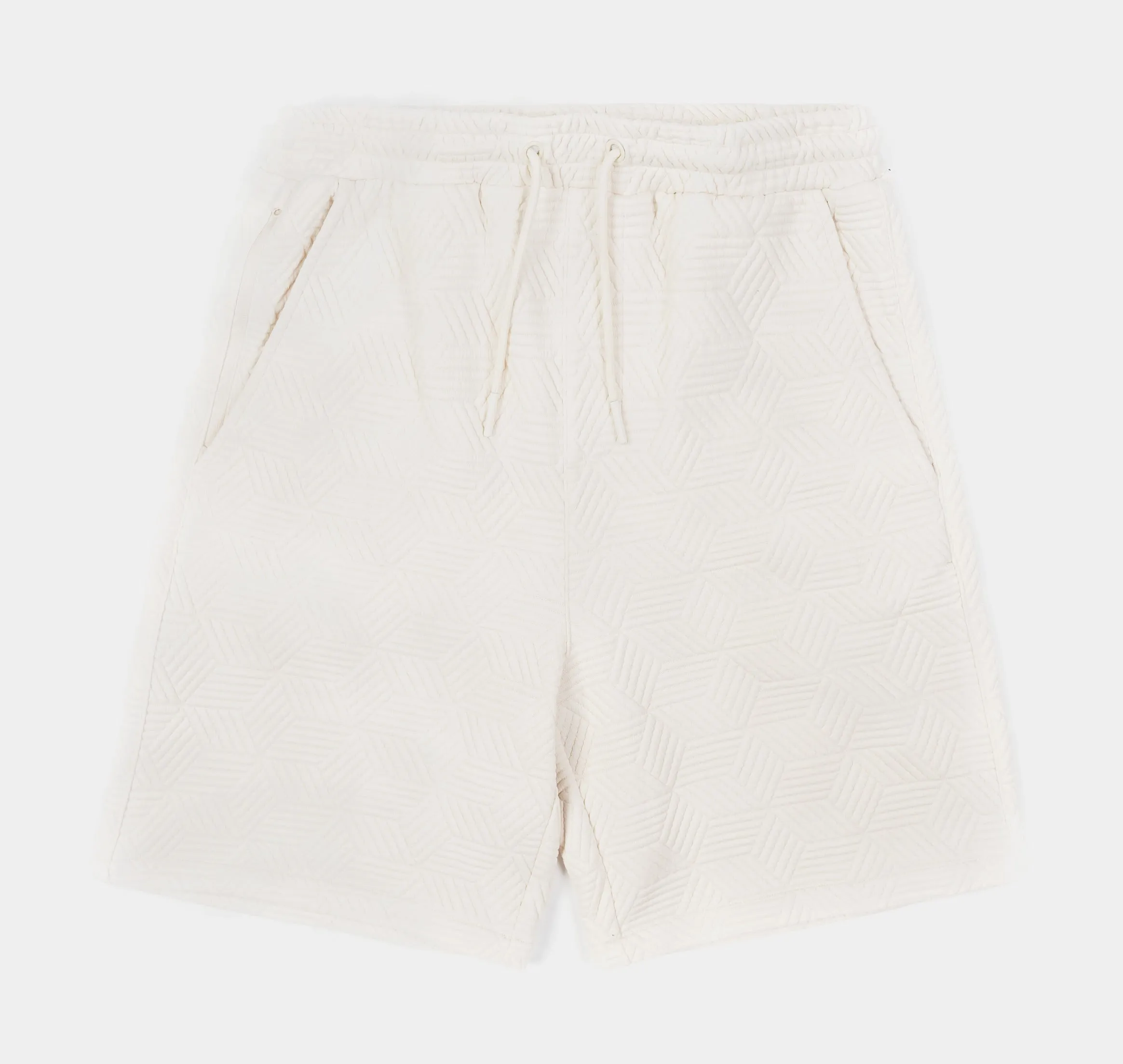 Printed Knit Mens Shorts (Beige/White)