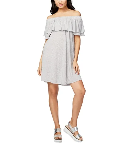 Rachel Roy Womens Heathered Flounce Dress