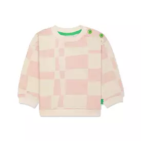 Recycled Cotton Pink Checkered Baby Sweatshirt