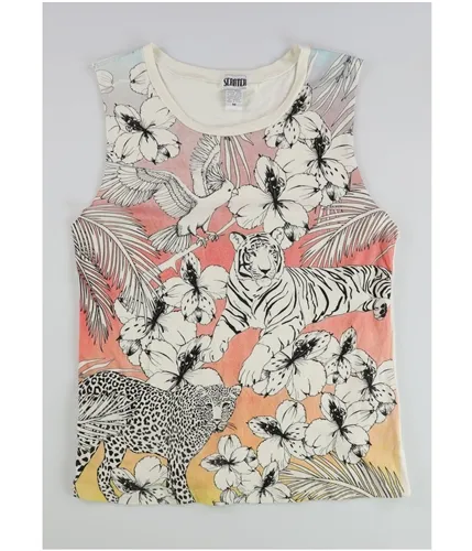 Scratch Womens Animals & Plants Print Tank Top