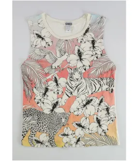 Scratch Womens Animals & Plants Print Tank Top