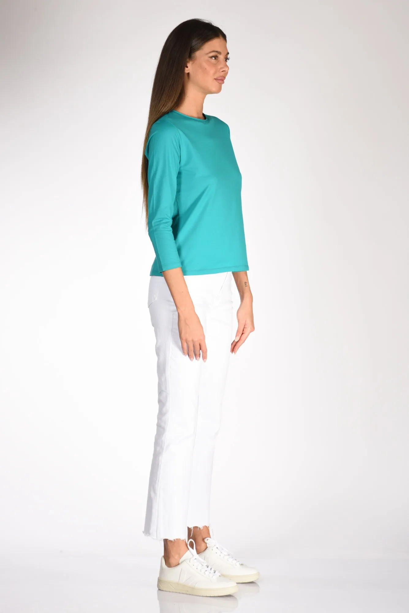 Shirt C Zero Tshirt Girocollo Verde Smeraldo Donna