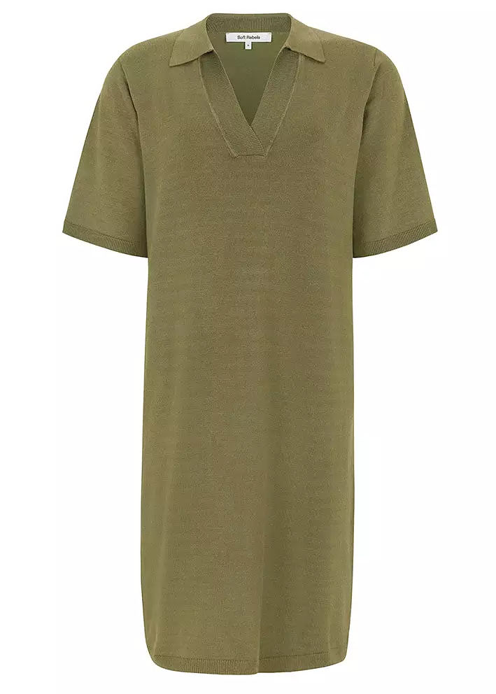 Soft Rebels Lea Polo Knit Dress SR224-217 Martini Olive