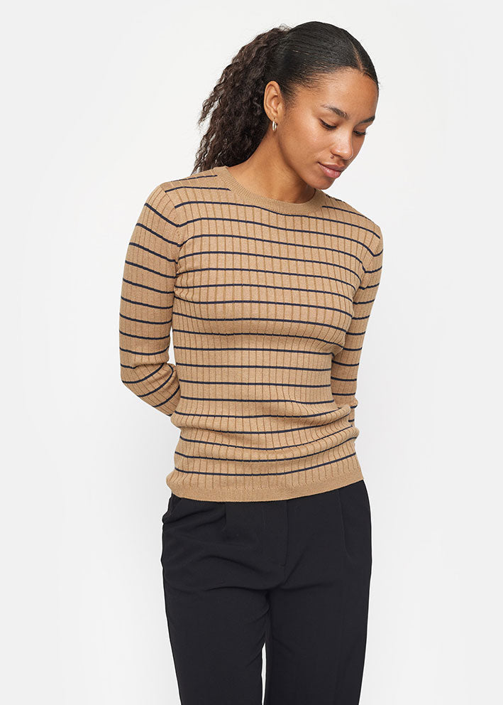 Soft Rebels Noa Stripe Knit SR124-305 Tiger’s Eye