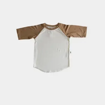 S/S Baseball Tee in Camel / Cream