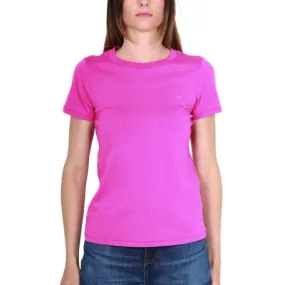 T-SHIRT DONNA GIROCOLLO IN COTONE, FUXIA