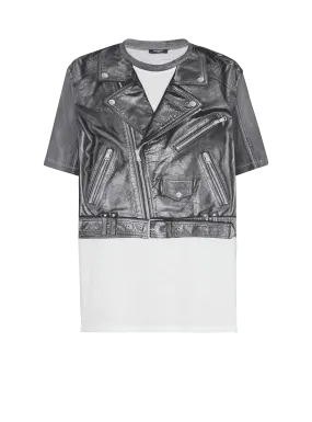 T-shirt with biker jacket print