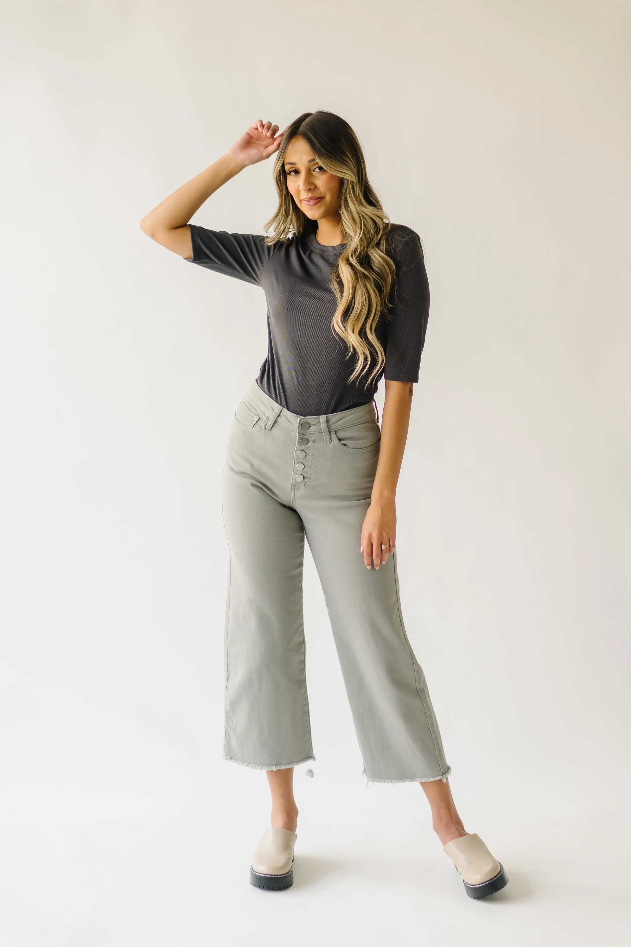 The Matilda Wide Leg Jean in Sage Denim