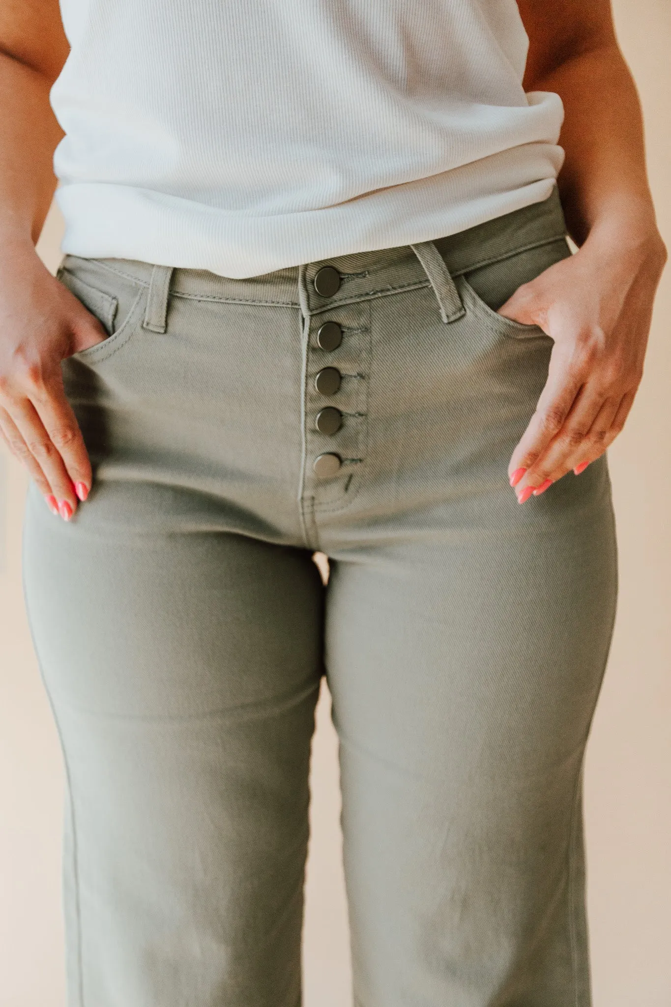 The Matilda Wide Leg Jean in Sage Denim