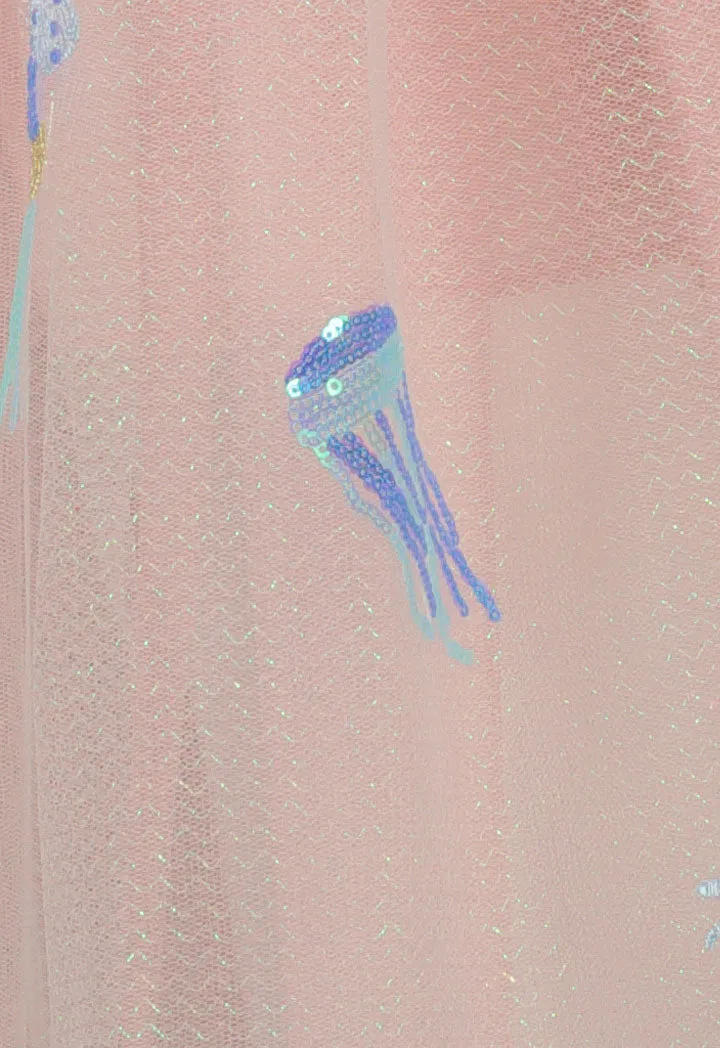 Underwater T-shirt With Swarovski Crystals            Ecru Tulle Jellyfish Embroidery Skirt