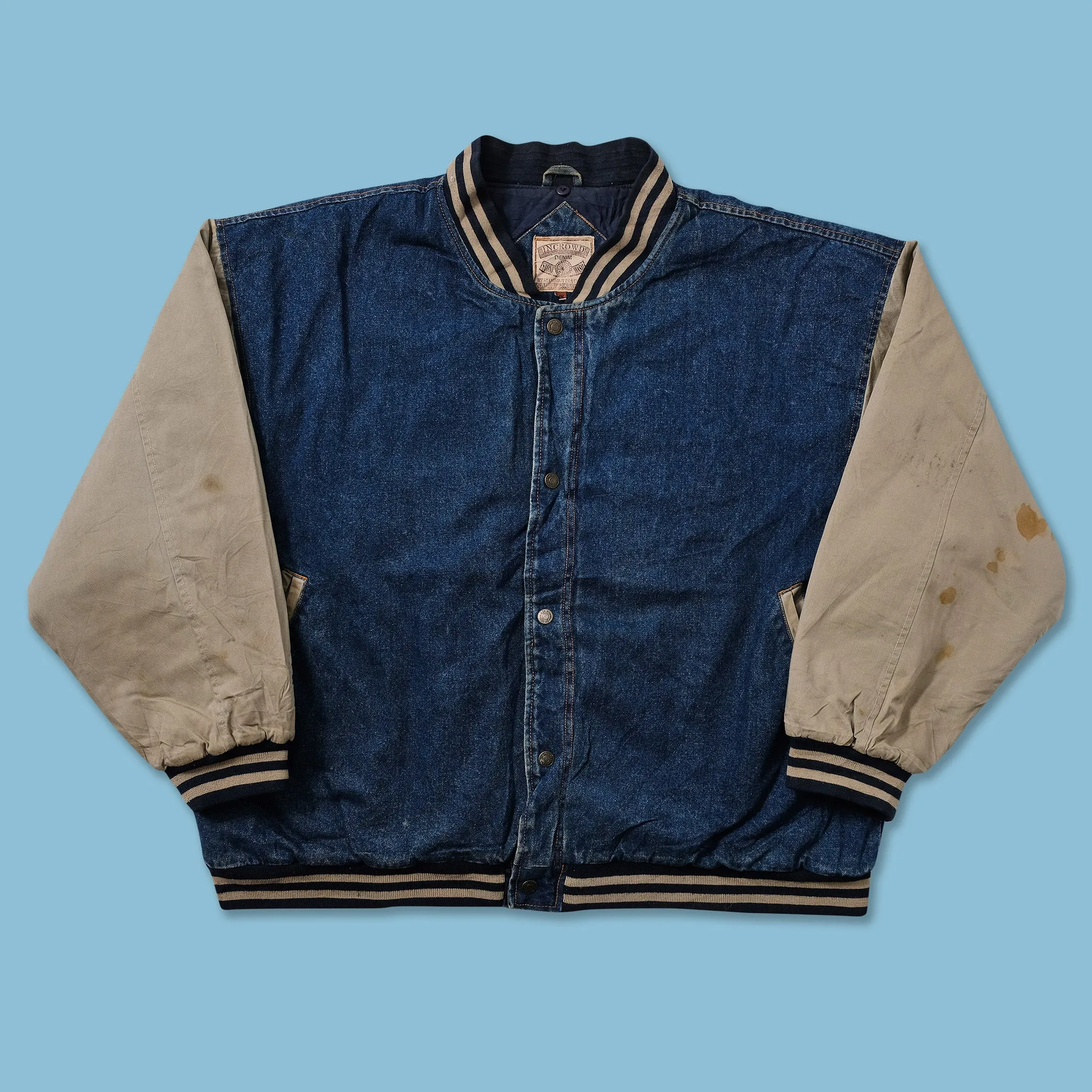 Vintage Denim Varsity Jacket 3XL