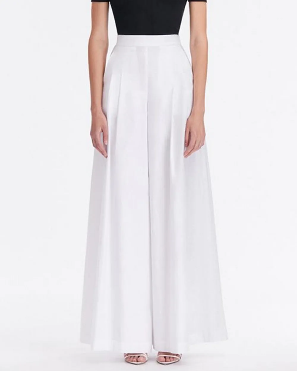 White Wide Leg Cotton Twill Pant