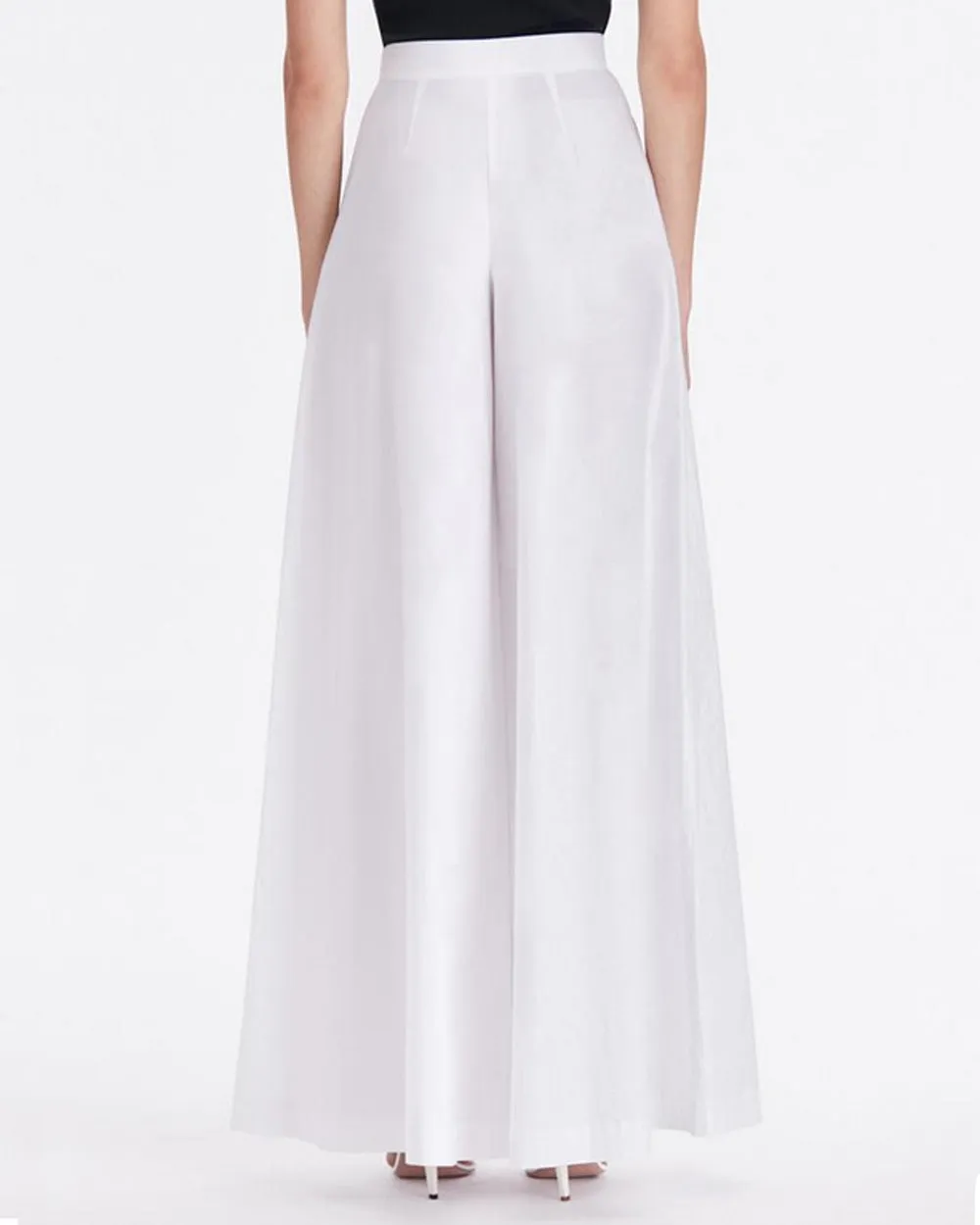 White Wide Leg Cotton Twill Pant