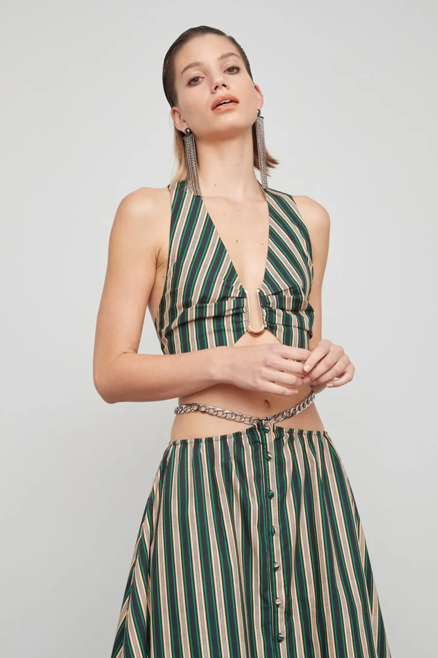 Women Atoir  | Orbit Crop Ivy Peach Stripe