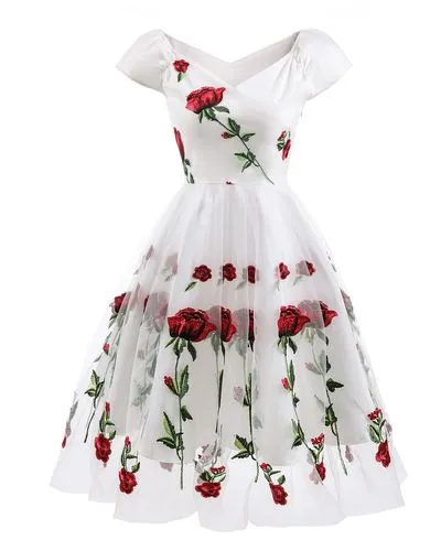 Women's Swing Dress Vacation V Neck Short Sleeve Flower Midi Dress Daily