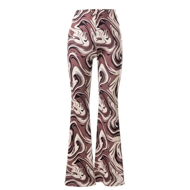 Women's Vintage Casual Streetwear Club Style Paisley Print Flare Pants