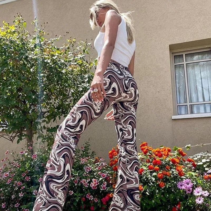 Women's Vintage Casual Streetwear Club Style Paisley Print Flare Pants